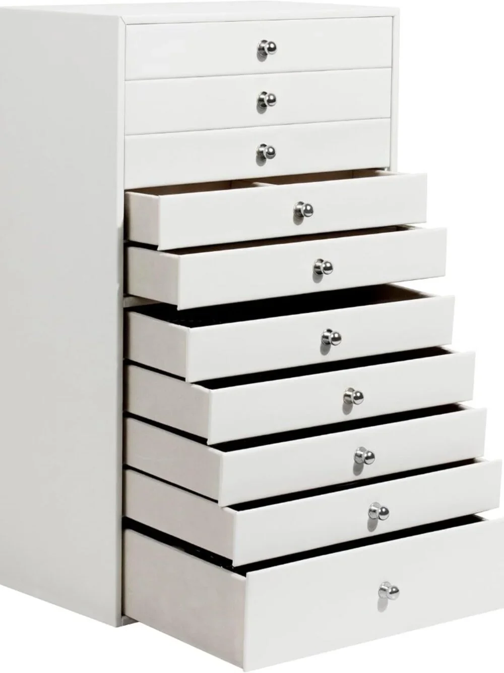 Elegant 10-Drawer Jewelry Organizer with Dustproof Faux Leather Finish